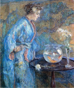 ロバート・リード Painting - 青い着物の少女 ロバート・リード